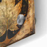 Close-up of vibrant floral and botanical wall art design printed on acrylic glass, showcasing intricate details of colorful flowers and lush green leaves. Ideal for modern home decor.