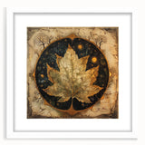 Framed wall art featuring a vibrant floral and botanical design with green leaves on a white background, elegantly displayed with a white mat for a modern touch.