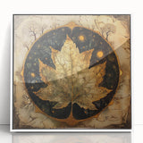 Framed acrylic wall art displaying an elegant floral and botanical design with vibrant colors, set against a sleek white background, perfect for home decor.