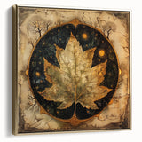 Framed wall art showcasing a vibrant floral and botanical design in shades of silver and gold, elegantly displayed on a textured canvas. Perfect for home decor.