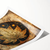 Vibrant rolled wall art print featuring an intricate design of flowers and botanical leaves, showcasing a blend of green and pastel colors, ideal for home decor.