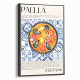 Black and white vintage poster art of various food dishes on a framed canvas, suited for bedroom wall decor.