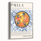 Landscape art painting of colorful food dishes on a silver-framed canvas, ideal for kitchen wall decor.