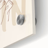 Large abstract wall art in mid-century modernist style, featuring vibrant hues on acrylic glass, ideal for dining room decor.