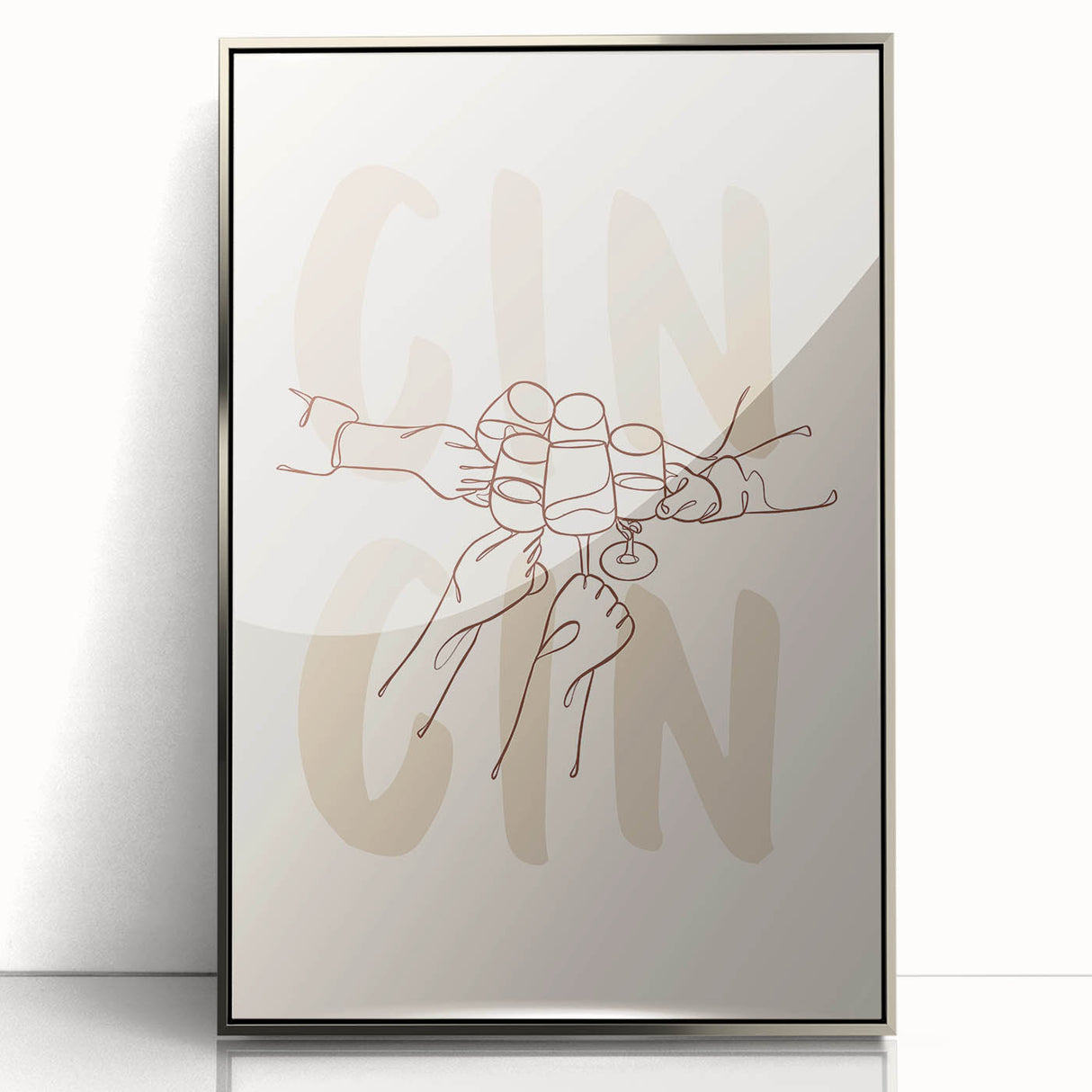Large acrylic print featuring a mid-century modernist food and drinks theme in pastel colors, ideal for nursery wall art.