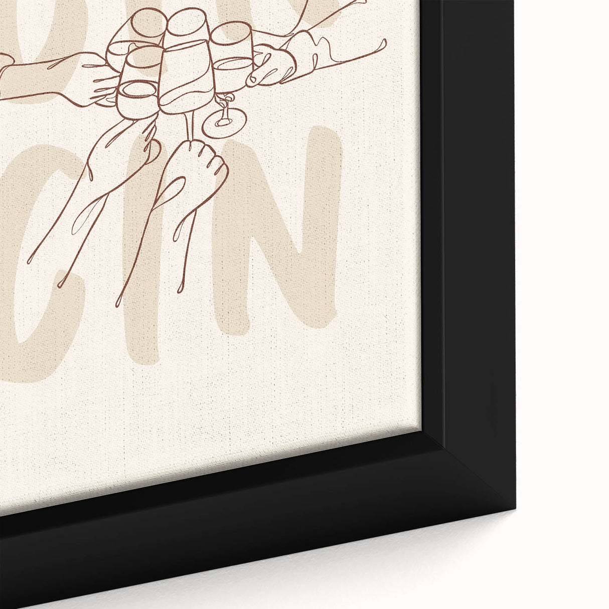 Extra large black wall art featuring vibrant, colorful textured food and drink motifs on a framed canvas.