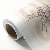 Art Deco poster of colorful geometric shapes on rolled canvas, suitable for dining room wall art.