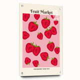 Acrylic glass print of large abstract fruit design in vibrant colors, suitable for dining room or bedroom decor.