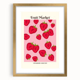 Extra large abstract art print featuring textured fruit designs in vibrant colors, framed in gold.