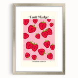 Textured art featuring abstract fruit designs in vibrant colors on a silver-framed mat, ideal for bedroom wall decor.