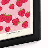 Extra large black wall art on canvas featuring a close-up of colorful, textured fruits, ideal for living room decor.