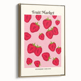 Framed canvas wall art featuring a vintage-style landscape with fruit motifs in gold and black tones.