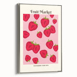 Landscape art painting of colorful fruits on a black background, framed canvas, ideal for kitchen wall decor.