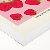 Art deco poster featuring an assortment of vibrant fruits on a rolled canvas, suited for dining room decor.