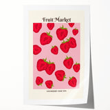 Rolled canvas print of assorted fruits in vibrant colors, ideal for art wall dining room decor.