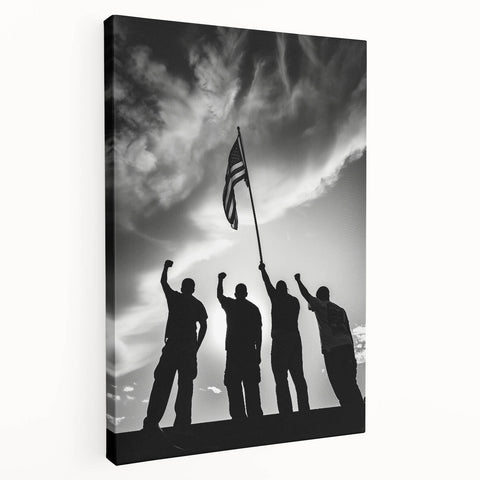 Patriotic Silhouettes & USA Flag - Independence Day Wall Art