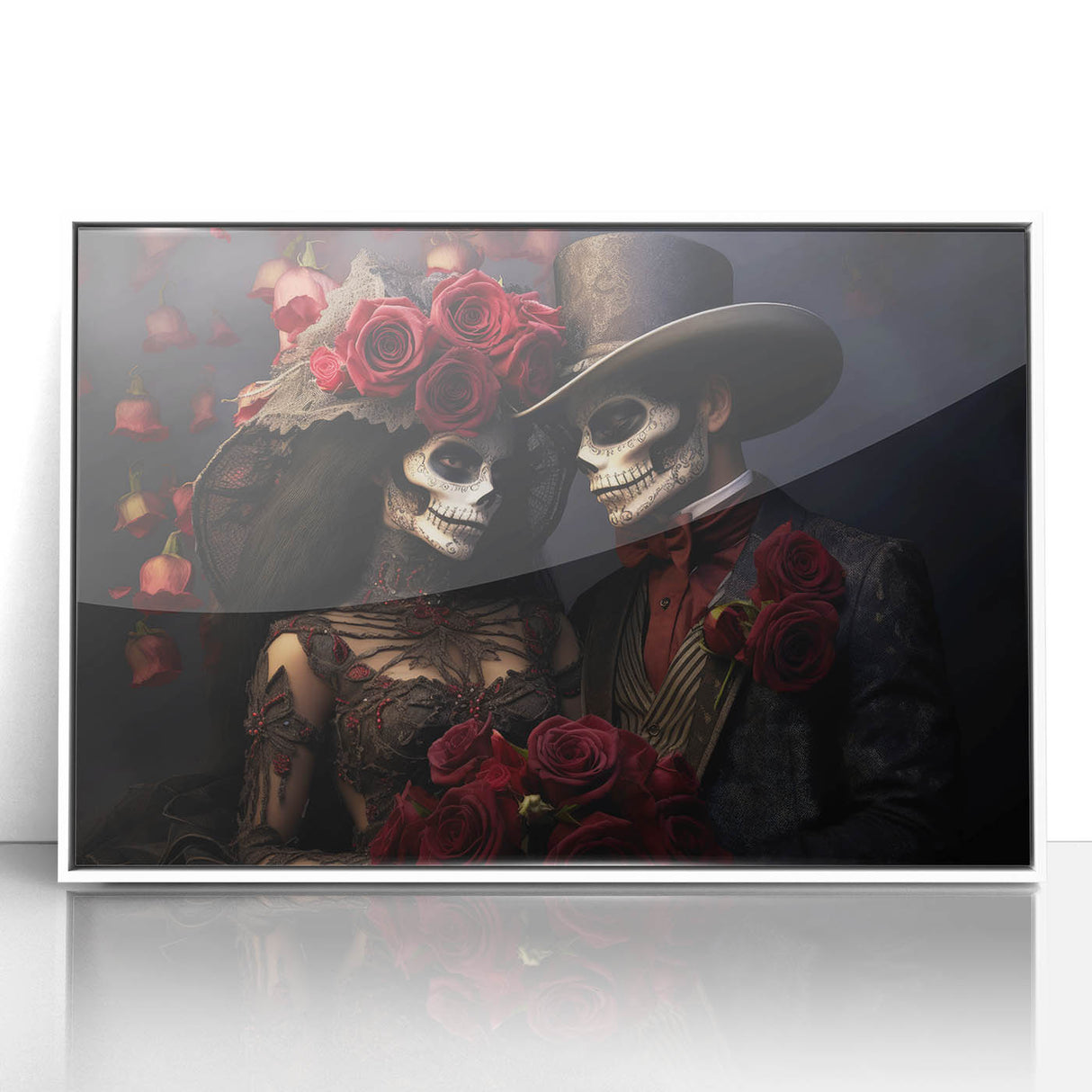 Romantic Skeleton Couple – Día de los Muertos Art Prints