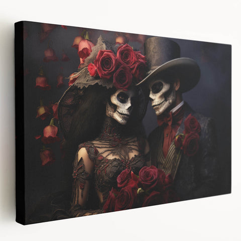 Romantic Skeleton Couple – Día de los Muertos Art Prints