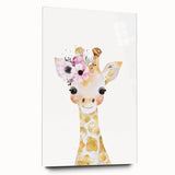 Floral Baby Giraffe Girls Room Wall Art – Nursery Print