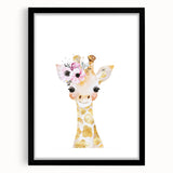 Floral Baby Giraffe Girls Room Wall Art – Nursery Print
