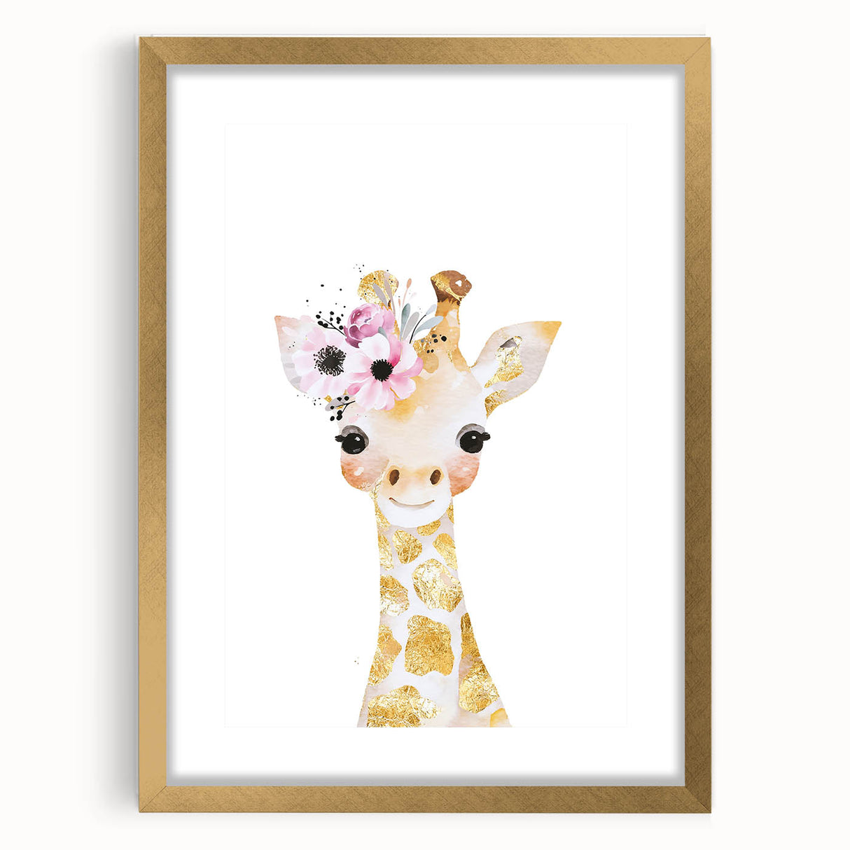 Floral Baby Giraffe Girls Room Wall Art – Nursery Print