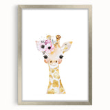 Floral Baby Giraffe Girls Room Wall Art – Nursery Print