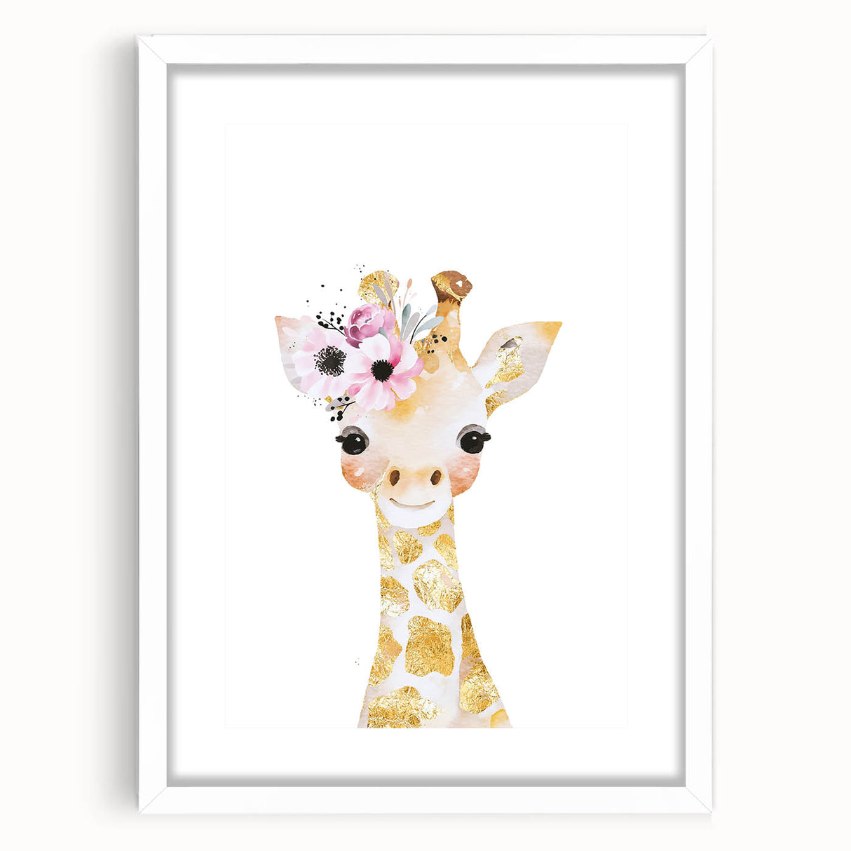 Floral Baby Giraffe Girls Room Wall Art – Nursery Print