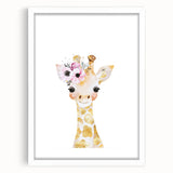 Floral Baby Giraffe Girls Room Wall Art – Nursery Print