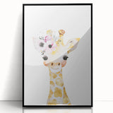 Floral Baby Giraffe Girls Room Wall Art – Nursery Print