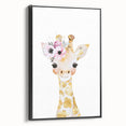 Floral Baby Giraffe Girls Room Wall Art – Nursery Print