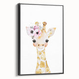 Floral Baby Giraffe Girls Room Wall Art – Nursery Print