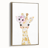 Floral Baby Giraffe Girls Room Wall Art – Nursery Print