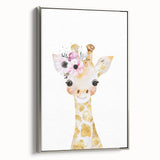 Floral Baby Giraffe Girls Room Wall Art – Nursery Print