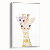 Floral Baby Giraffe Girls Room Wall Art – Nursery Print