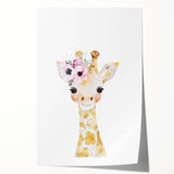 Floral Baby Giraffe Girls Room Wall Art – Nursery Print
