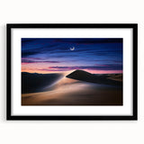 Framed landscape artwork showcasing serene sand dunes in a black mat, ideal for modern home decor. Perfect for enhancing living spaces with natural beauty.