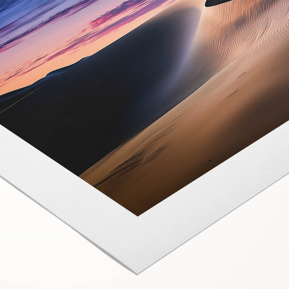 Vibrant rolled canvas artwork depicting serene sand dunes in warm golden hues, showcasing textured details, perfect for enhancing modern decor in living spaces.