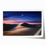 Desert landscape rolled print showcasing golden sand dunes under a clear blue sky, expertly packaged in a durable tube for secure delivery and display.