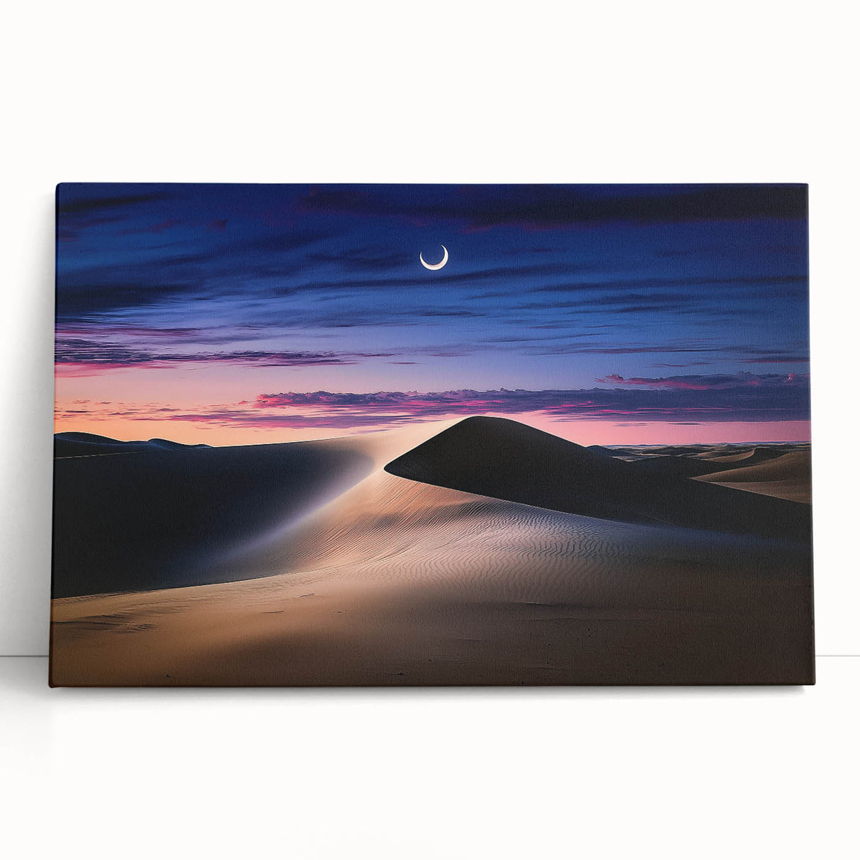 Abstract landscape canvas art showcasing serene sand dunes under a vibrant sunset, ideal for modern home decor. Ideal for adding warmth and tranquility to any space.