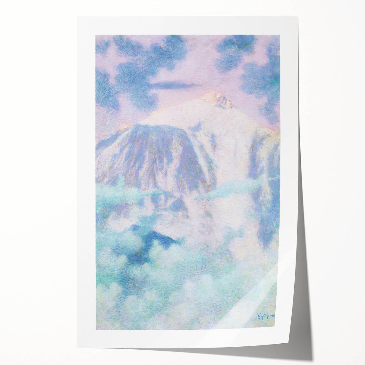 Dreamy Pastel Mountain Landscape - Soft Modern Art Print for Tranquil Decor
