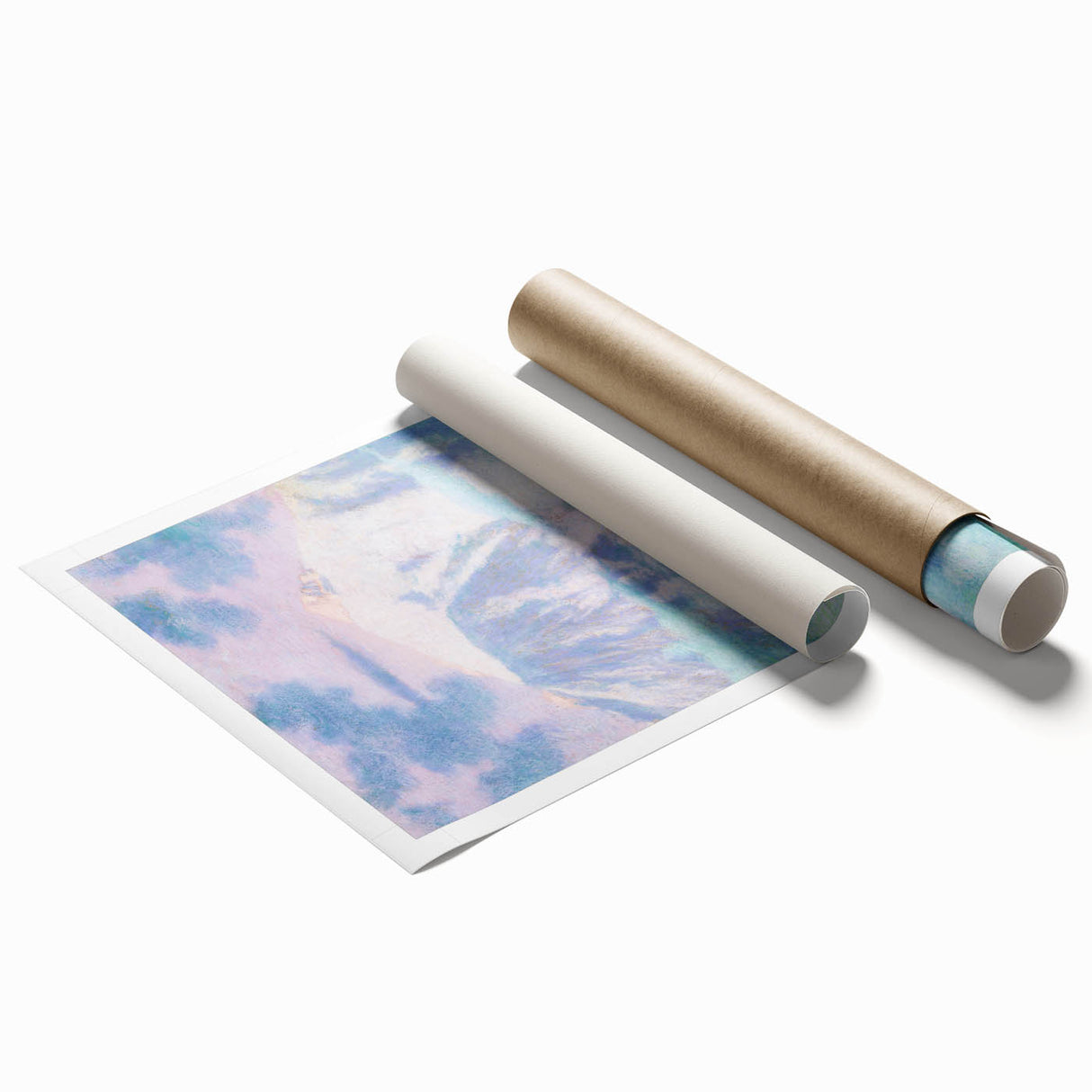 Dreamy Pastel Mountain Landscape - Soft Modern Art Print for Tranquil Decor