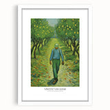 Abstract art print of a swirling blue and yellow pattern, framed with a white mat, suitable for bedroom or dining room decor.