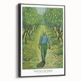 Black and white impressionist landscape painting on framed canvas, ideal for bedroom wall decor.