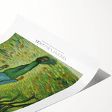 Extra large wall art featuring impressionist style line art flowers in vibrant colors on a rolled print.