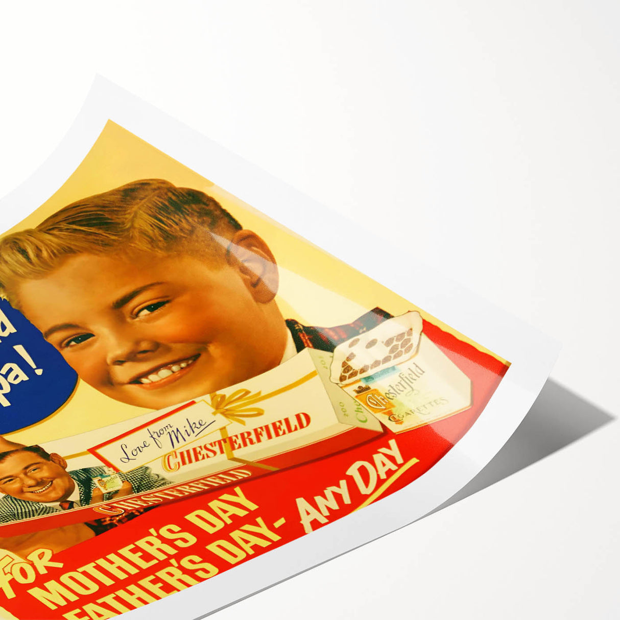 Vintage Chesterfield Cigarettes Ad Poster | Retro Father's Day Art