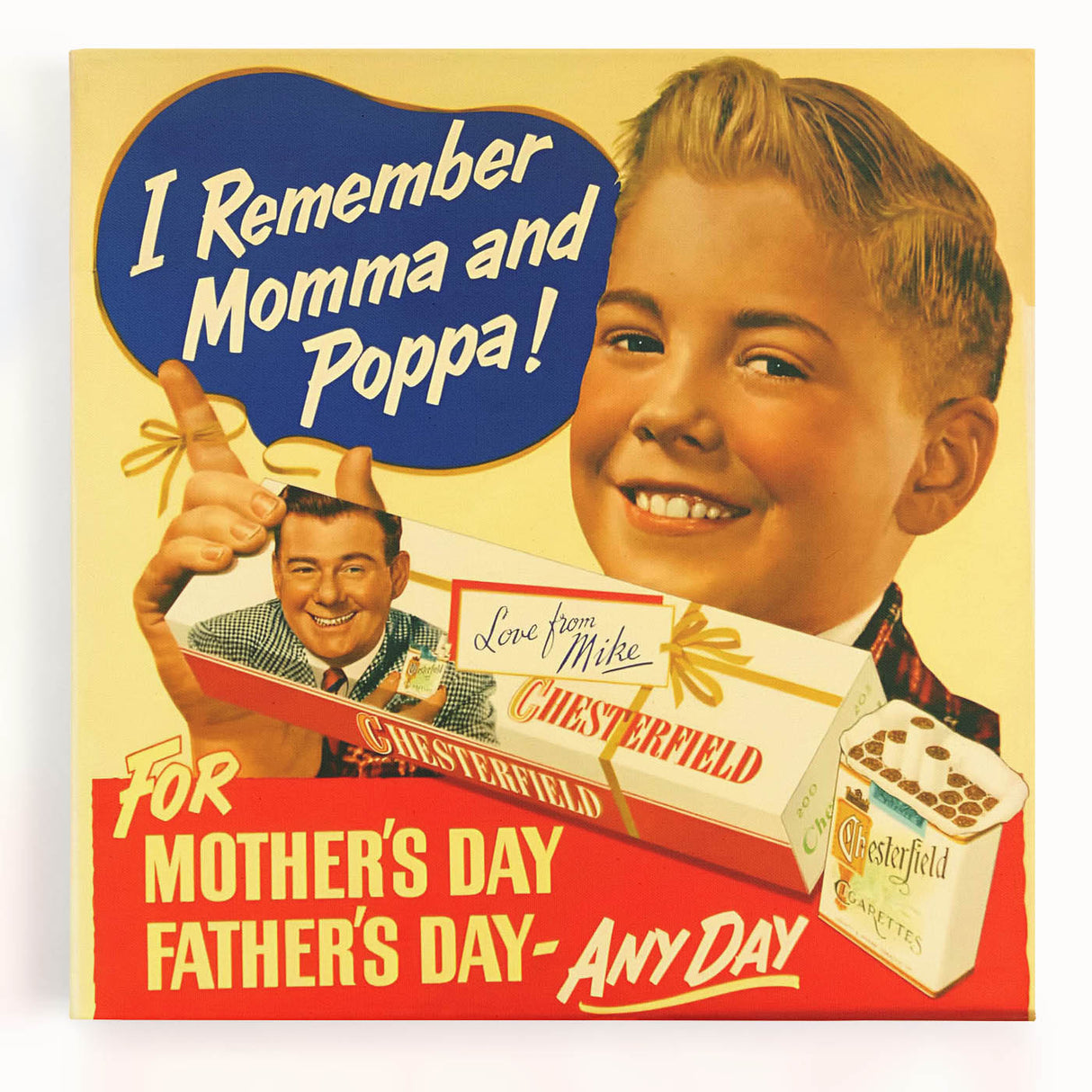Vintage Chesterfield Cigarettes Ad Poster | Retro Father's Day Art