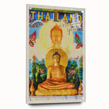 Bangkok Thailand Retro Travel Poster | Buddha Temple Welcome Art