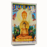 Bangkok Thailand Retro Travel Poster | Buddha Temple Welcome Art