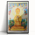 Bangkok Thailand Retro Travel Poster | Buddha Temple Welcome Art