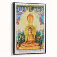 Bangkok Thailand Retro Travel Poster | Buddha Temple Welcome Art